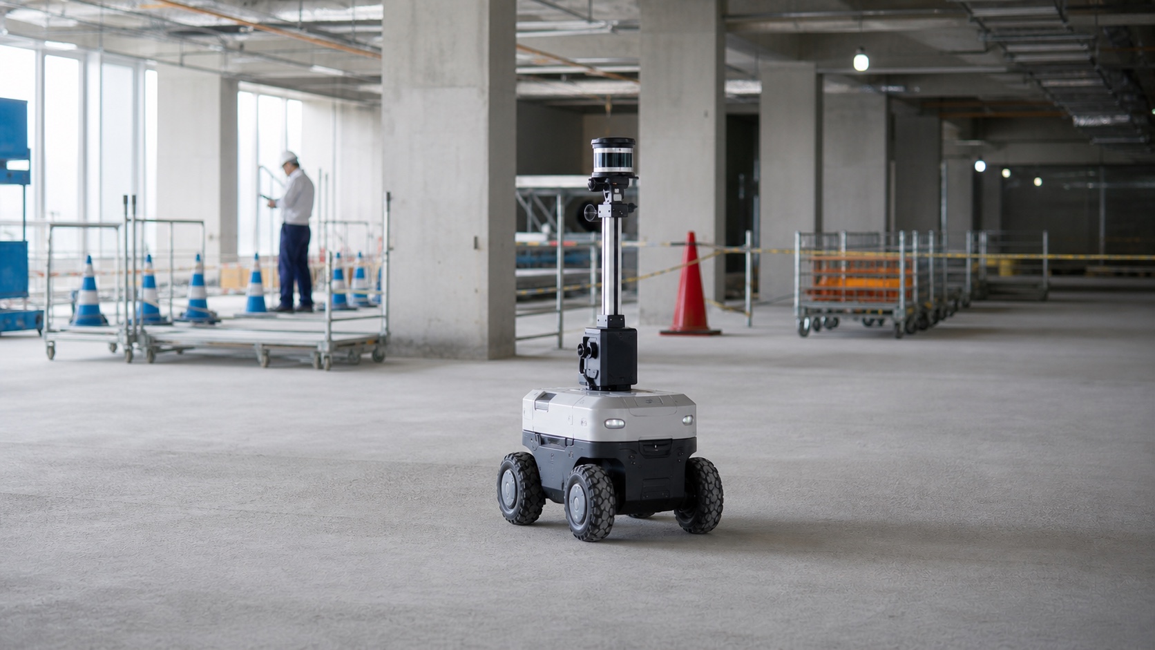 建設現場を自律走行するロボットのイメージ